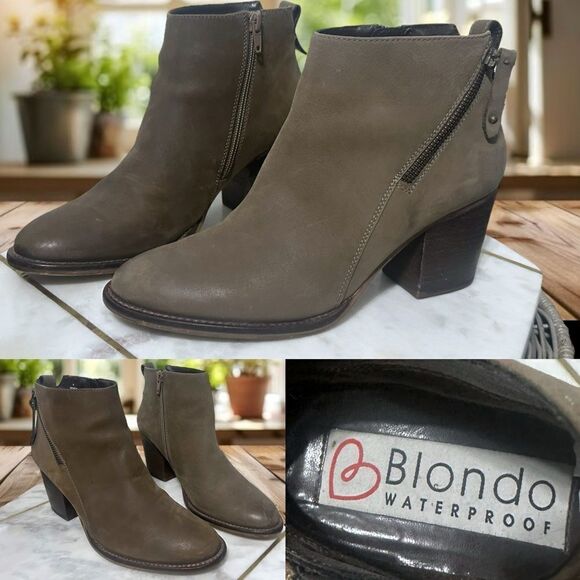 🔥 Blondo Nivada Waterproof Leather Zippered Ankle Booties Size 9 - Picture 1 of 16